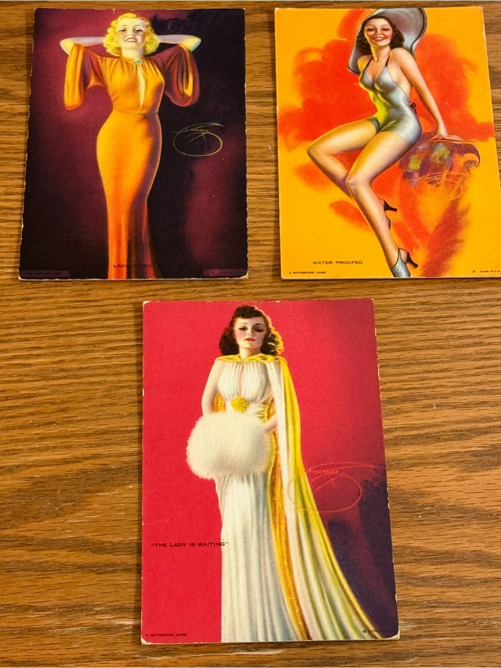 3 Vintage Mutoscope Cards Lot of Billy DeVorss Pinup Girls Risqué 1940s Sultry